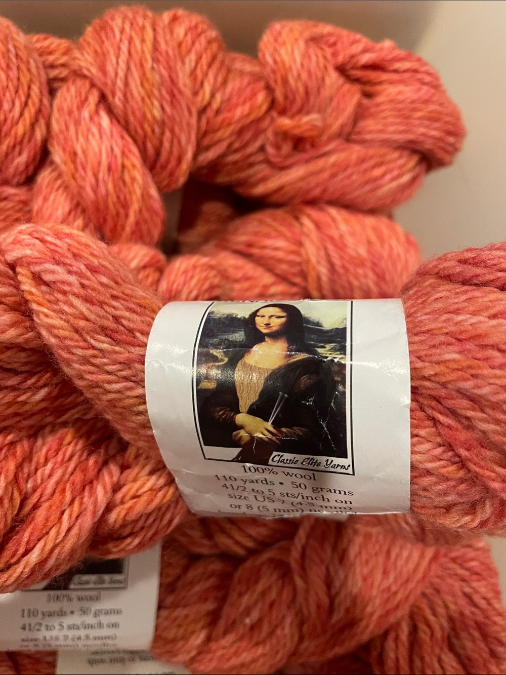 Women's Coral Marled Wool Sweater Classic Elite Renaissance 10 Skeins
